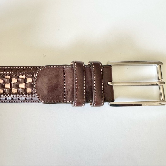New Mezlan Men's Brown Woven Leather Belt Made in Spain Size 36 - Picture 5 of 10